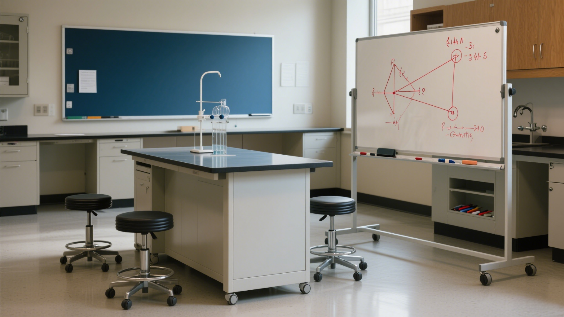 Movable lab bench and whiteboard