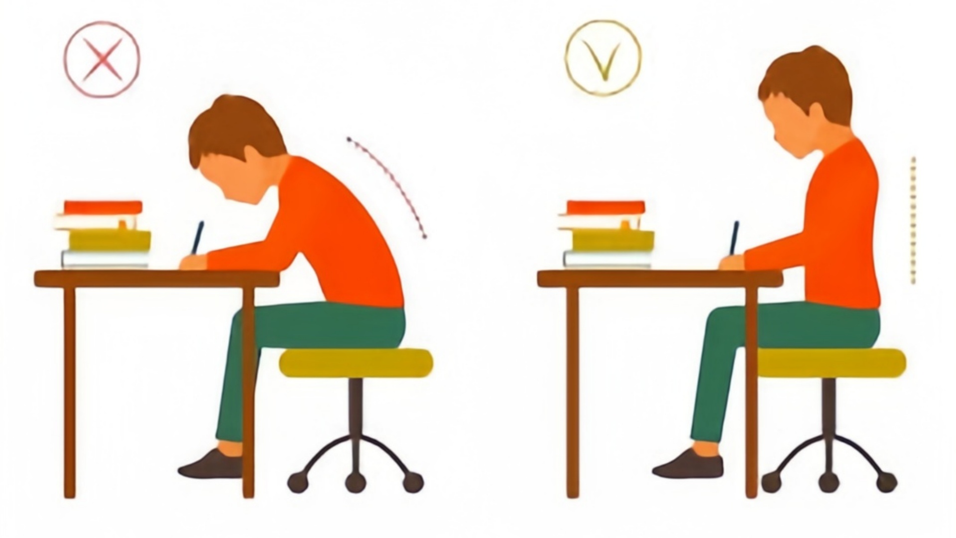 student good sitting posture