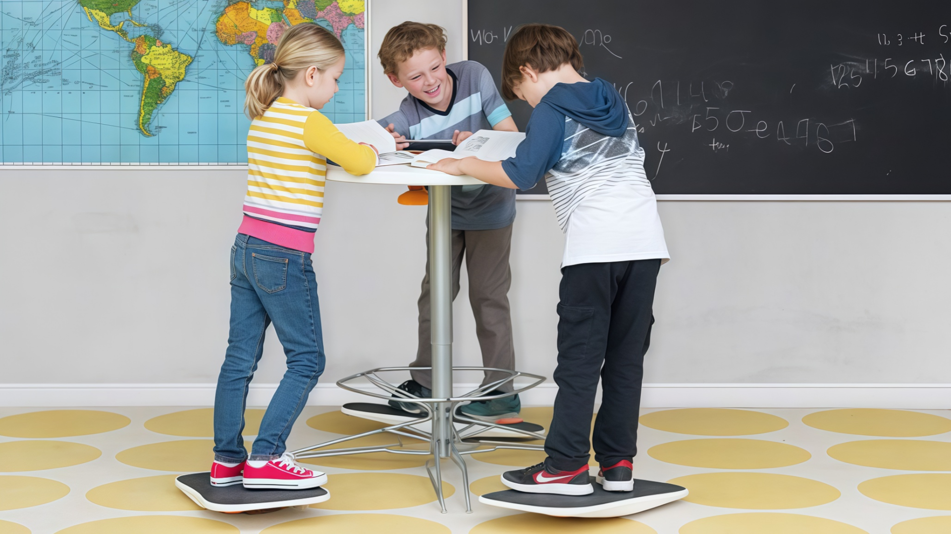 standing desk in classroom