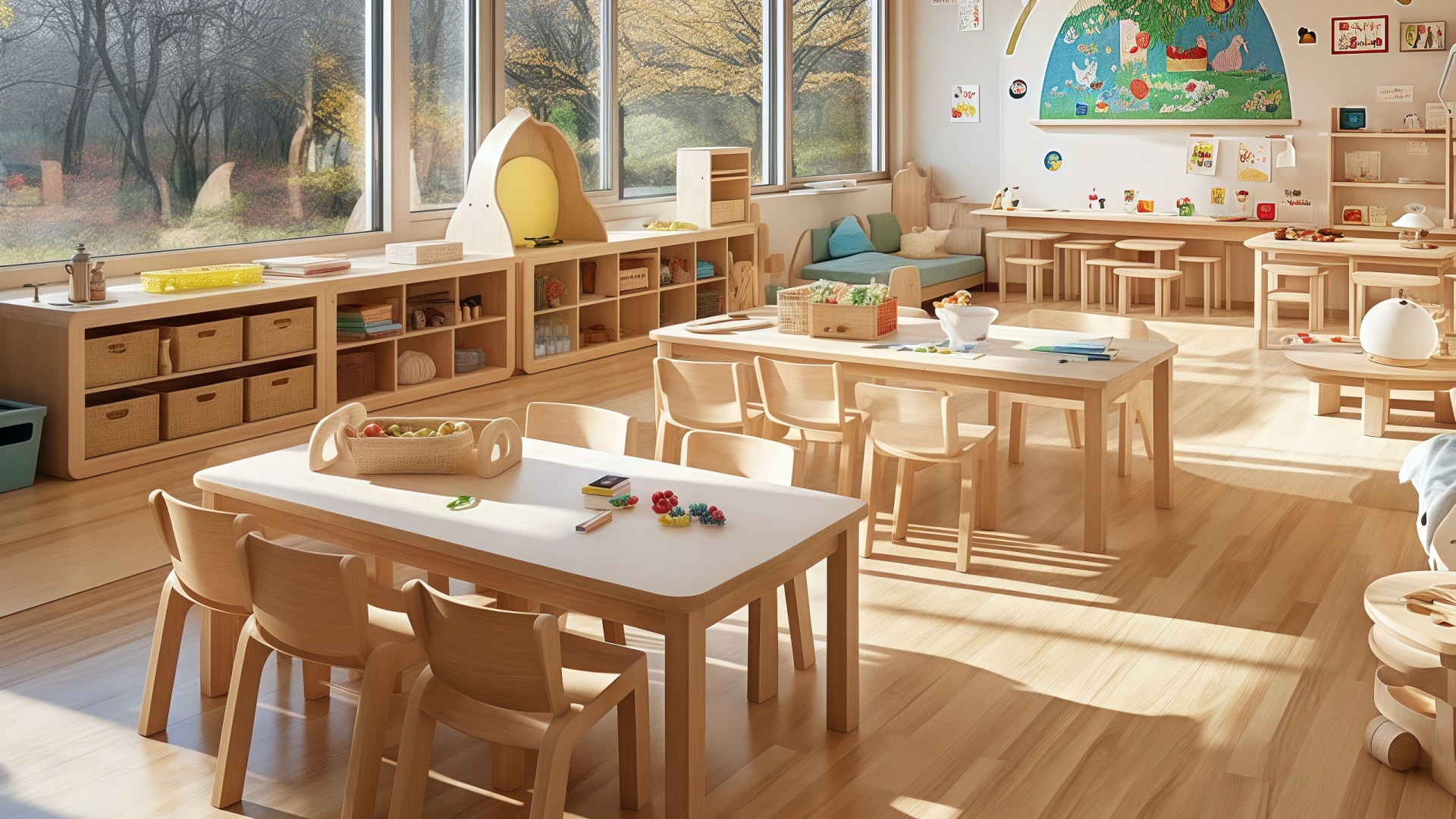 Low table in Montessori-Inspired Classroom