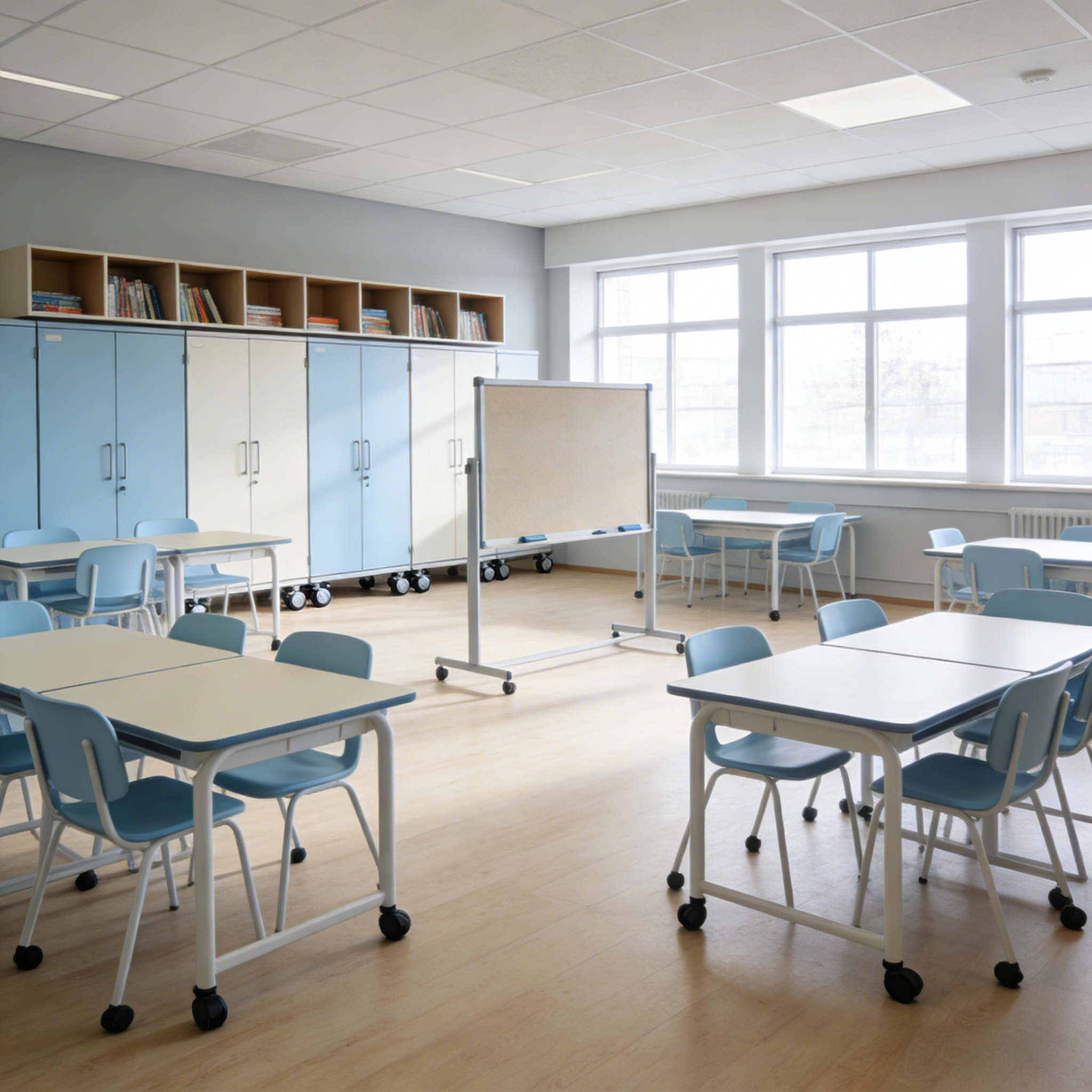 生成国外学校教室家具图
