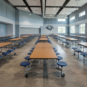 Mobile Folding Tables Space-Saving Rolling School Lunch Tables with Stools