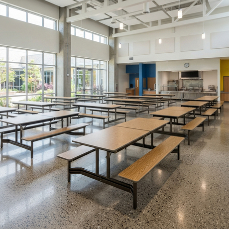 Fixed School Dining Tables And Benches Canteen Furniture with Attached Seating