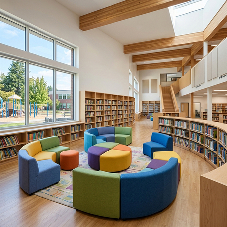 School Library Lounge Sofas Modular Curved Design Seating
