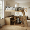 Student Loft Bed with Integrated Desk Space-Saving Wood & Steel Design