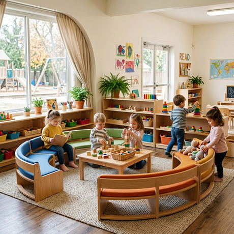 Montessori Daycare Play Corner Seating - Flexible Kid Benches