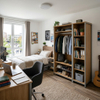 Spacious two-door university bedroom armoire with internal clothing rail, lower storage cabinet, and side hooks