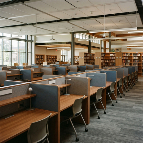 K12 Library Study Carrels Modular Single Desks Acoustic Dividers for School Libraries
