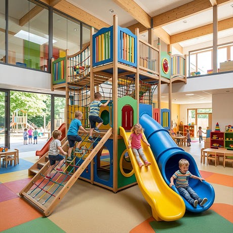 Modular Kindergarten Play Slides Indoor Climbers