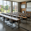 Power-integrated university student desks and chairs for higher education lecture hall projects