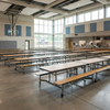 Attached Cafeteria Tables Space-Saving Dining Solution for School