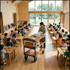 Mobile Kindergarten Utility Cart for Preschool Dining Spaces