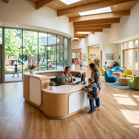 Modern Preschool Reception Desk for Kindergarten Waiting Area