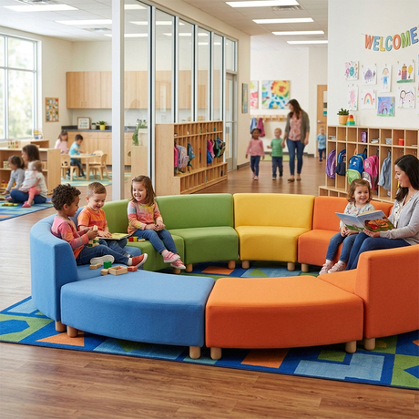 Modular Preschool Waiting Area Sofa - Modern Daycare Seating