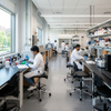 Height-Adjustable Science Lab Seating Swivel Stools in Chemical Lab