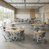Modular collaborative school desks and mobile study desks configured in multi-modal group pods for higher education classrooms