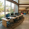 Modern Wood School Library Computer Workstations for Students