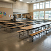 Attached Cafeteria Tables Space-Saving Dining Solution for School