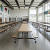 Mobile Folding Tables Space-Saving Rolling School Lunch Tables with Stools