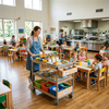 Mobile Kindergarten Utility Cart for Preschool Dining Spaces