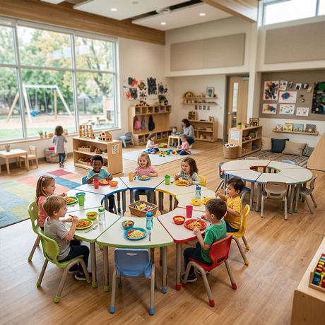 Modular Early Childhood Activity Table Set for Preschool Dining
