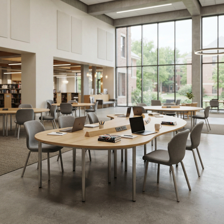Collaborative Study Table Modular Library Desk for Campus