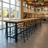 School Cafeteria Bar Stools Wooden Seat High Chairs