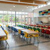 Colorful Stackable Plastic School Dining Chairs Modern Canteen Furniture