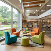 School Library Reading Chairs High-Back Function Wooden Armchair