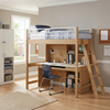 Student Loft Bed with Integrated Desk Space-Saving Wood & Steel Design