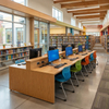 Modern Wood School Library Computer Workstations for Students