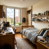 Modern Single Student Apartment Bed with Matching Wooden Study Desk and Bookcase