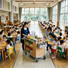 Mobile Kindergarten Utility Cart for Preschool Dining Spaces