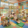 Modular Kindergarten Play Slides Indoor Climbers