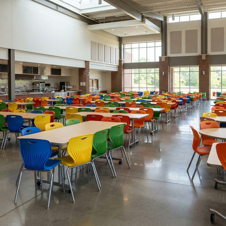 Colorful Stackable Plastic School Dining Chairs Modern Canteen Furniture