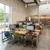 Modern Wood School Library Computer Workstations for Students