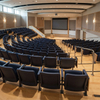 Flip-up Lecture Hall Seats with Wooden Armrests & Writing Tablet