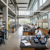 Commercial lab furniture and modular physics lab workbenches installed in a multi-level higher education science building
