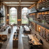A grand university library interior equipped with premium architectural bookcases and higher education furniture