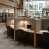Contemporary study carrel workstation designed for focused higher education learning environments