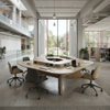 Modern university group study table featuring a central power and wire management raceway.