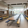 Attached Cafeteria Tables Space-Saving Dining Solution for School