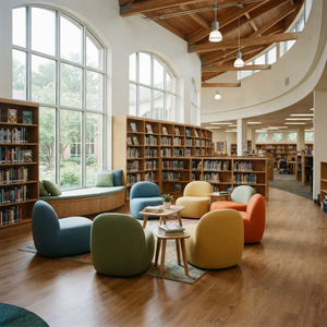 School Library Reading Chairs High-Back Function Wooden Armchair