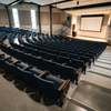 Flip-up Lecture Hall Seats with Wooden Armrests & Writing Tablet
