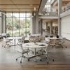 Commercial Circular Discussion Tables Open-Base Round Group Study Desks