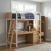 Student Loft Bed with Integrated Desk Space-Saving Wood & Steel Design