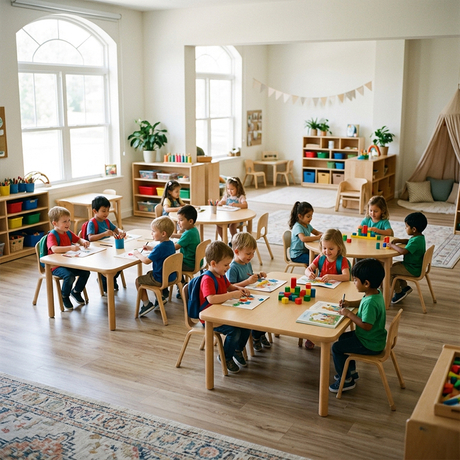 Safe Kindergarten Activity Tables & Kids Space Solutions